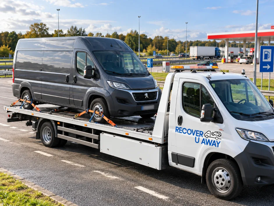 European Van Recovery Peugeot Boxer Breakdown Recovery Belgium To UK.