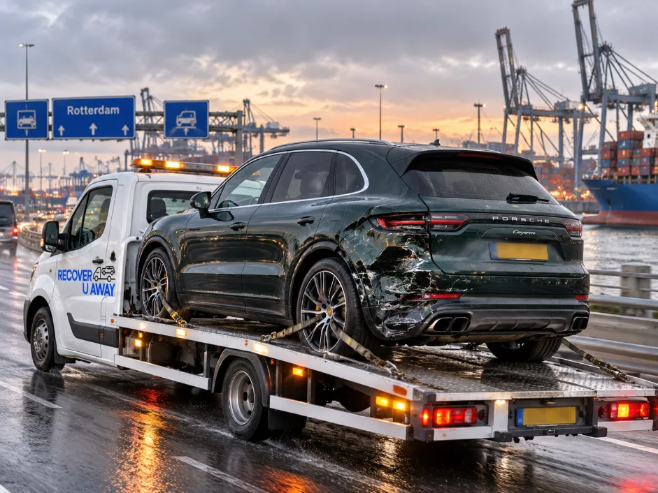 European accident recovery Porsche Cayenne Accident Damaged Vehicle Transport Netherlands To Uk.
