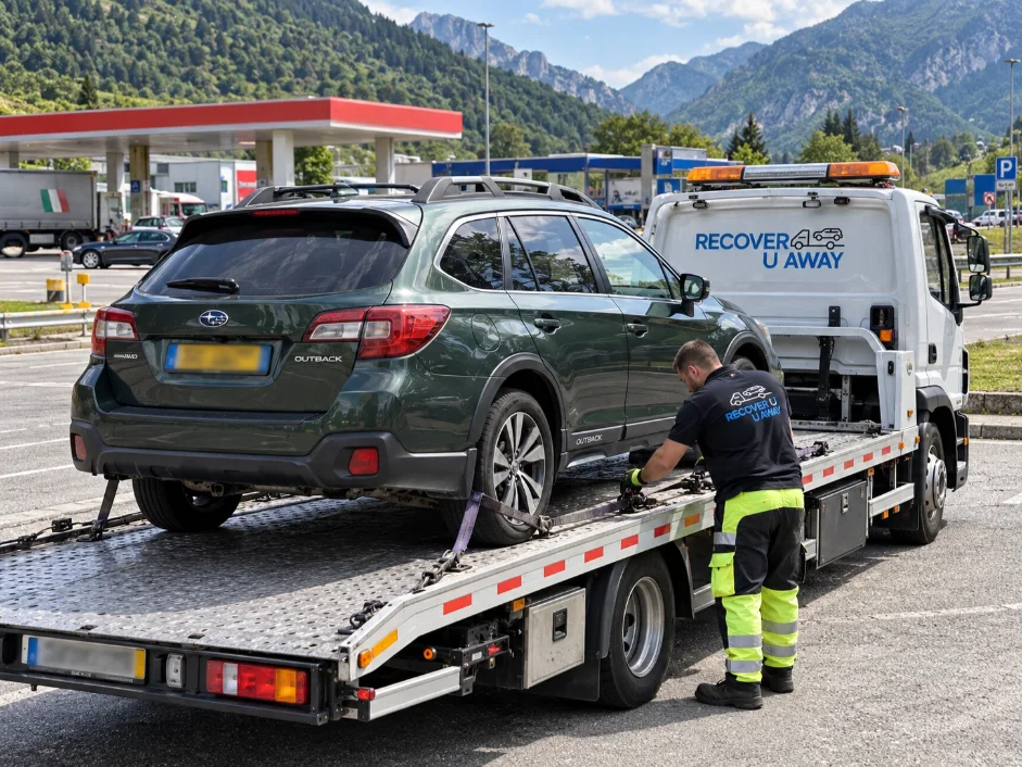European 4x4 Recovery Subru outback 4x4 Recovery process Italy to Uk.