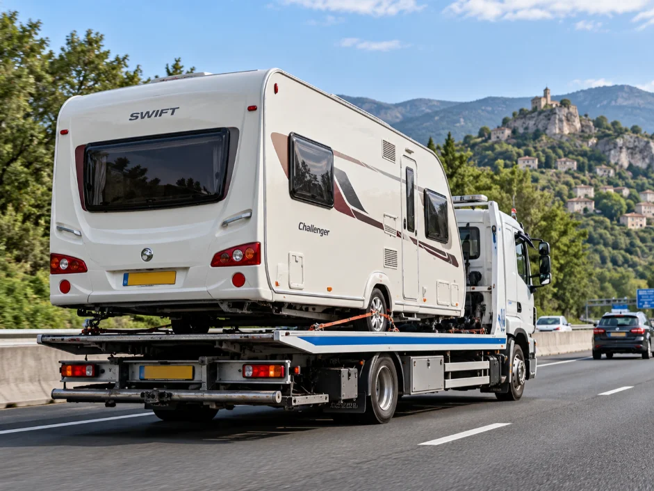 European Caravan Recovery Swift Caravan Recovery France Europe To UK.